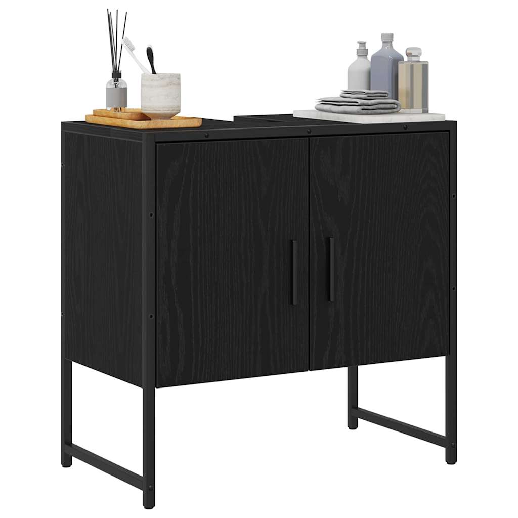 Gabinete de Lavabo para Baño Roble Negro 60 x 30 x 60 cm