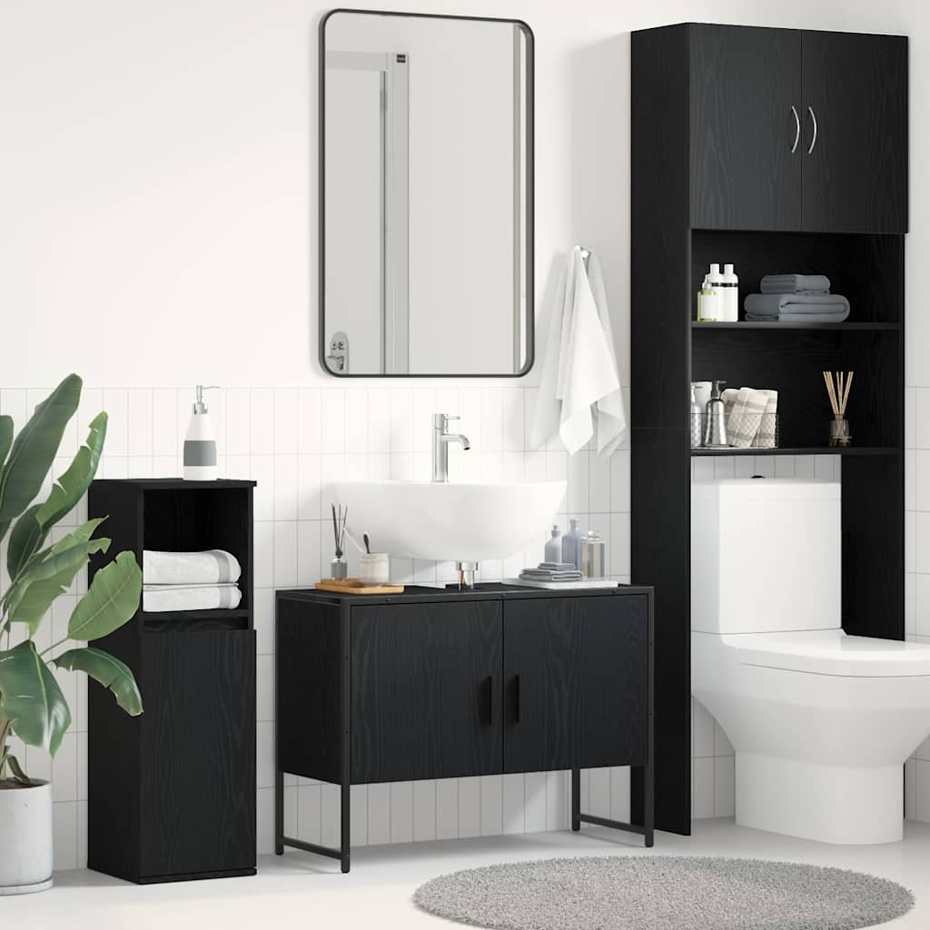 Gabinete de Lavabo para Baño Roble Negro 60 x 30 x 60 cm
