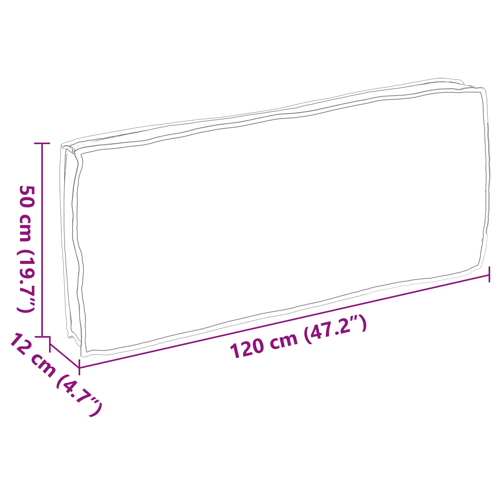 Cojín Antracita 120 x 50 x 12 cm Tela Oxford