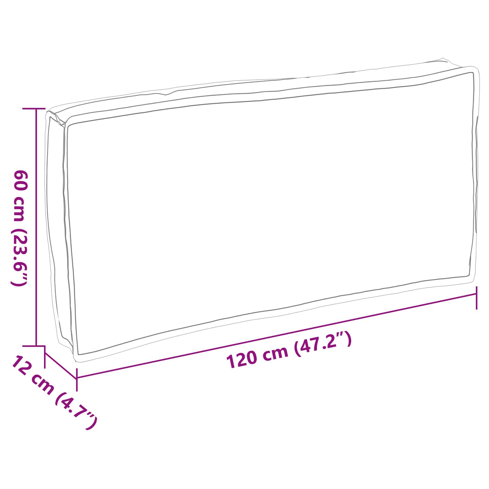 Cojín Antracita 120 x 60 x 12 cm Tela Oxford