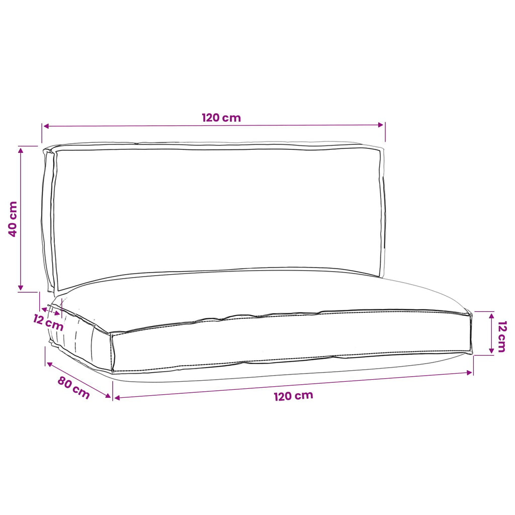 Juego de Cojines para Palets 2 pcs Antracita Tela Oxford