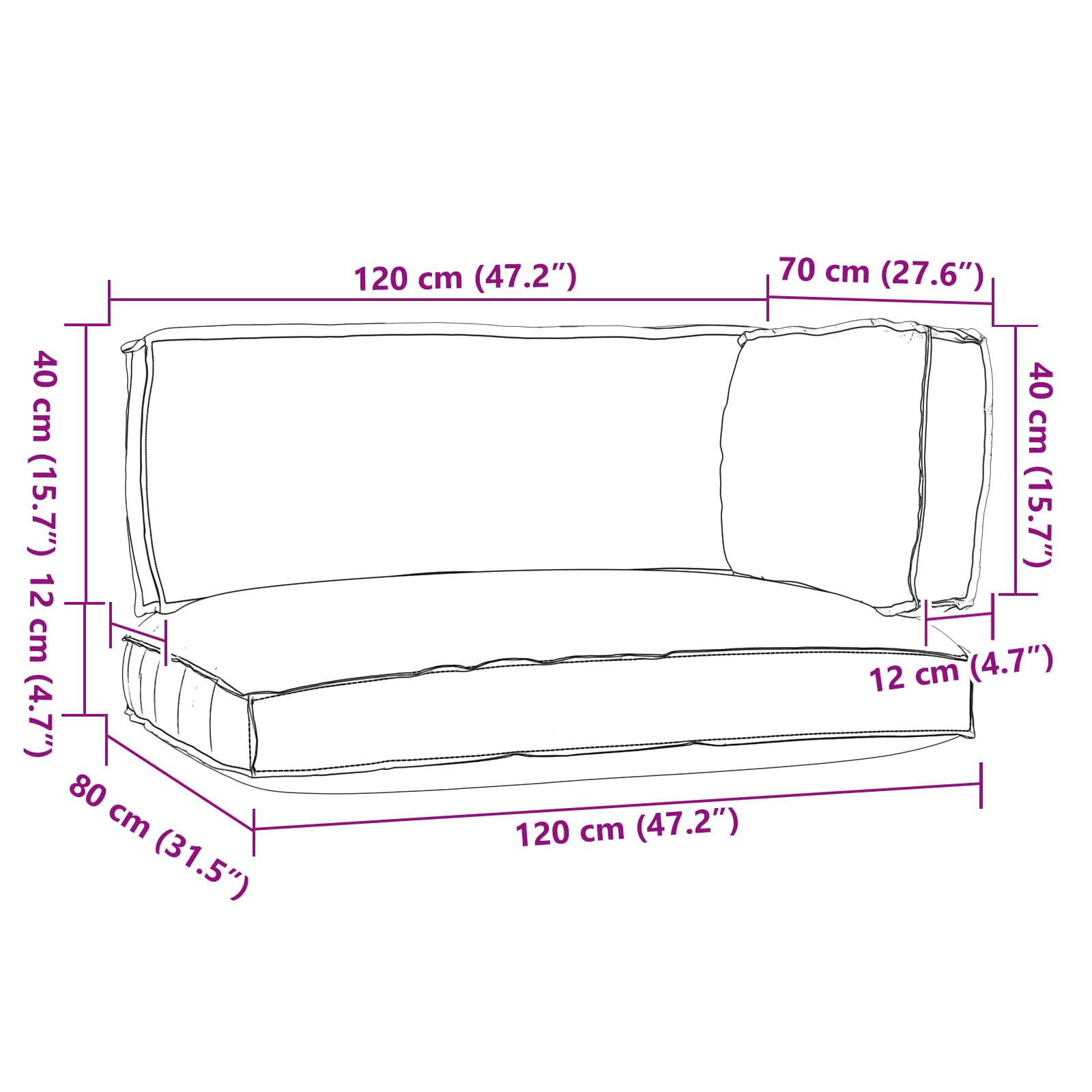 Juego de Cojines para Palets 3 pcs Antracita Tela Oxford
