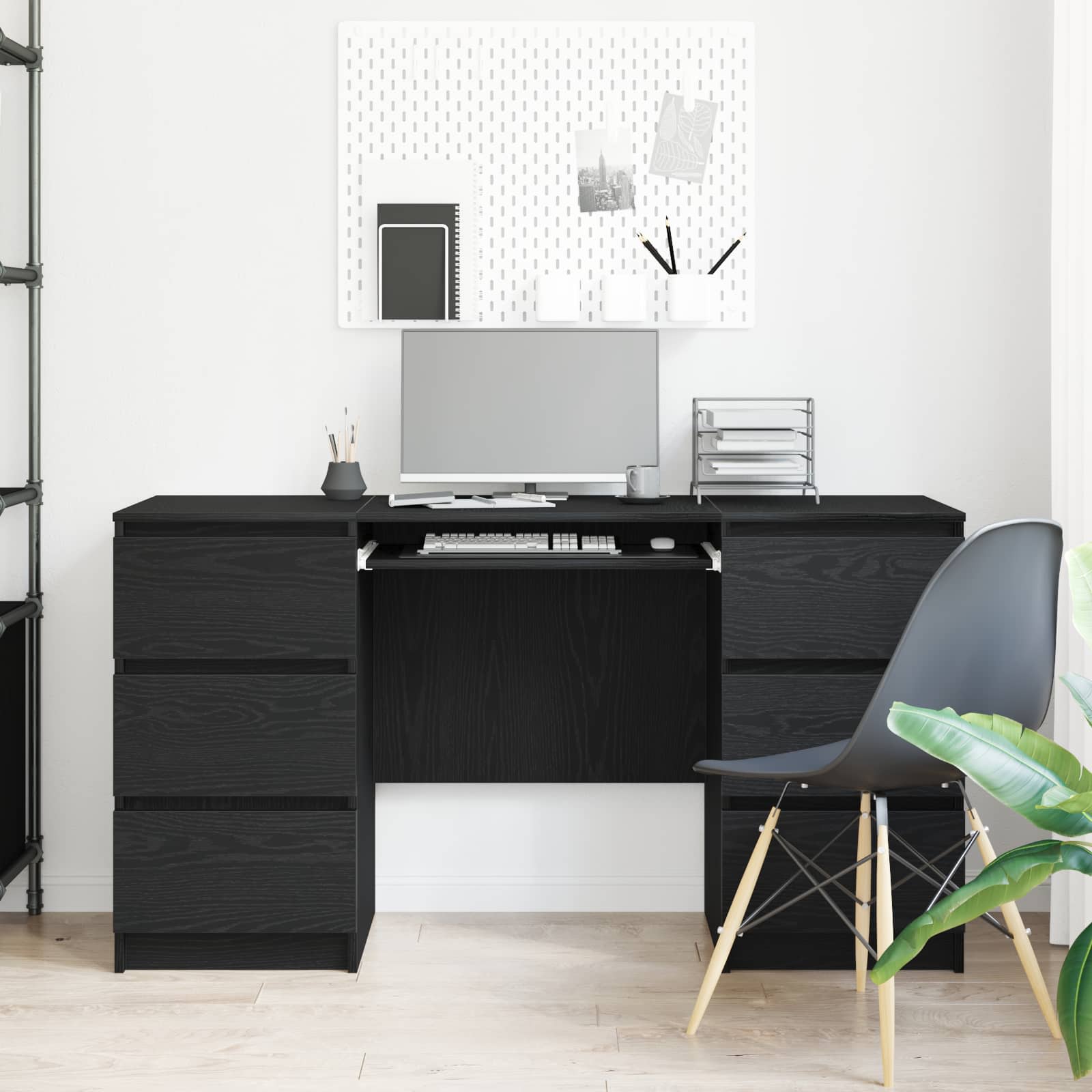 Escritorio Roble Negro 140 x 50 x 76 cm Madera de ingeniería