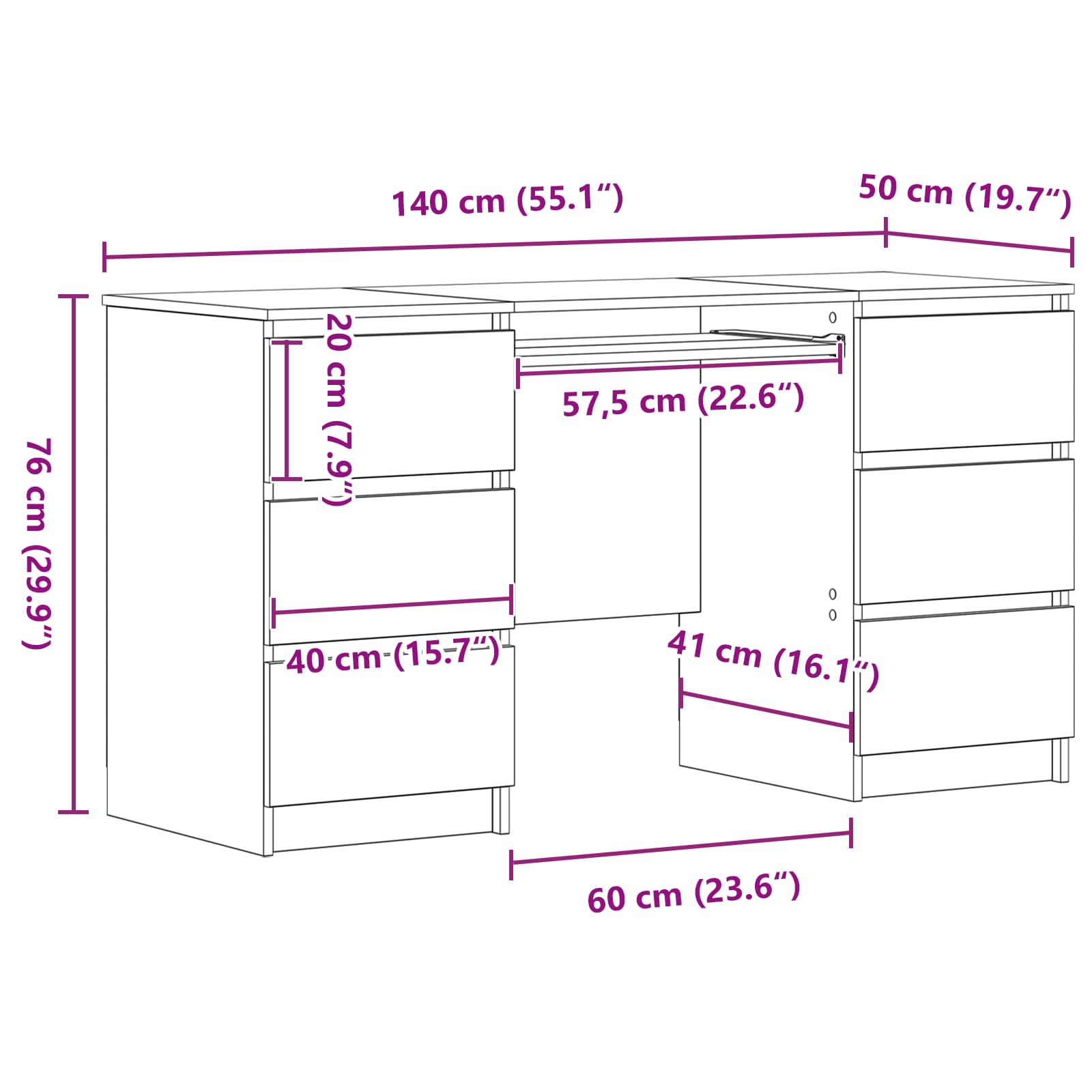 Escritorio Roble Negro 140 x 50 x 76 cm Madera de ingeniería