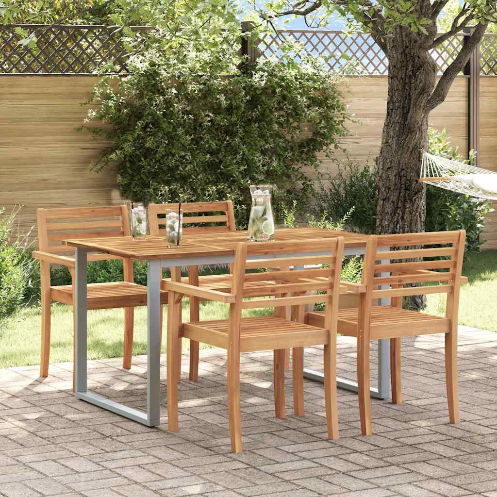 Mesa de Jardín Gris 140 x 80 x 75 cm Madera de Acacia Sólida