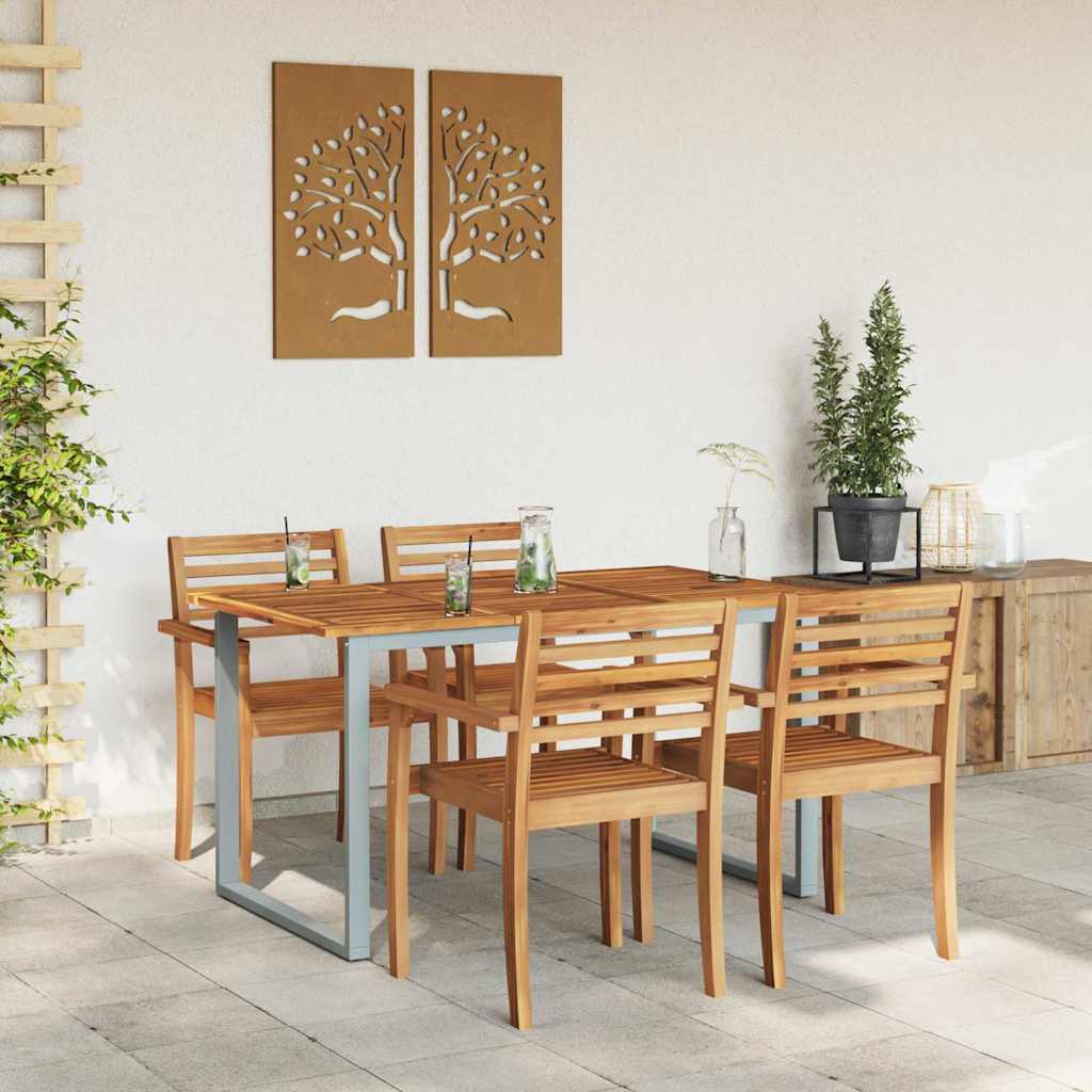 Mesa de Jardín Gris 140 x 80 x 75 cm Madera de Acacia Sólida