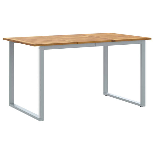 Garden Dining Table Grey 140 x 80 x 75 cm Solid Acacia Wood