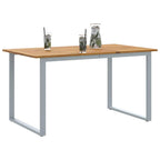 Mesa de Jardín Gris 140 x 80 x 75 cm Madera de Acacia Sólida