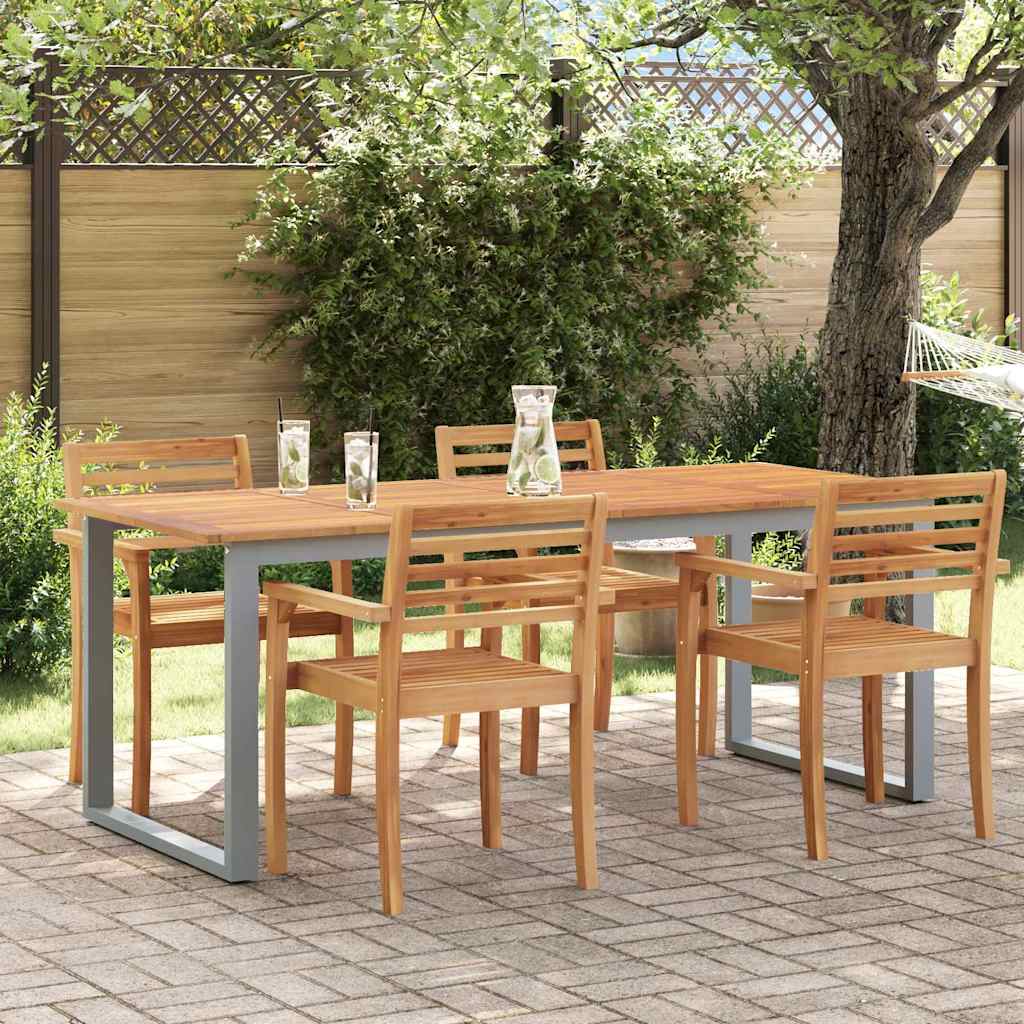 Garden Dining Table Grey 140 x 80 x 75 cm Solid Acacia Wood