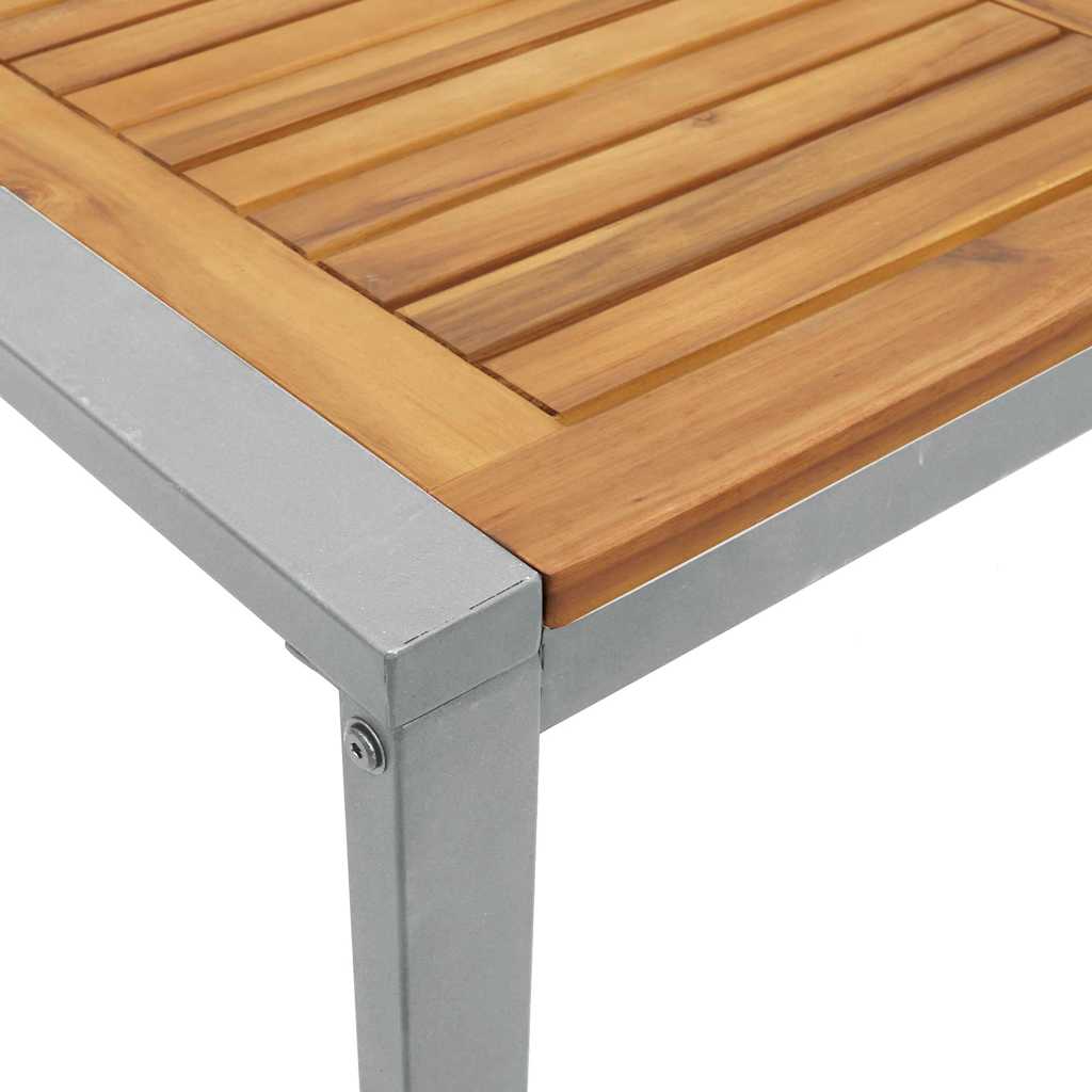 Mesa de Jardín Gris 140 x 80 x 75 cm Madera de Acacia Sólida