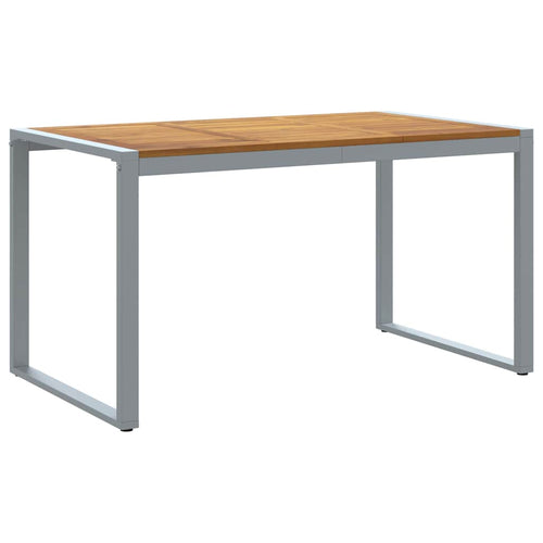 Garden Dining Table Grey 140 x 80 x 75 cm Solid Acacia Wood