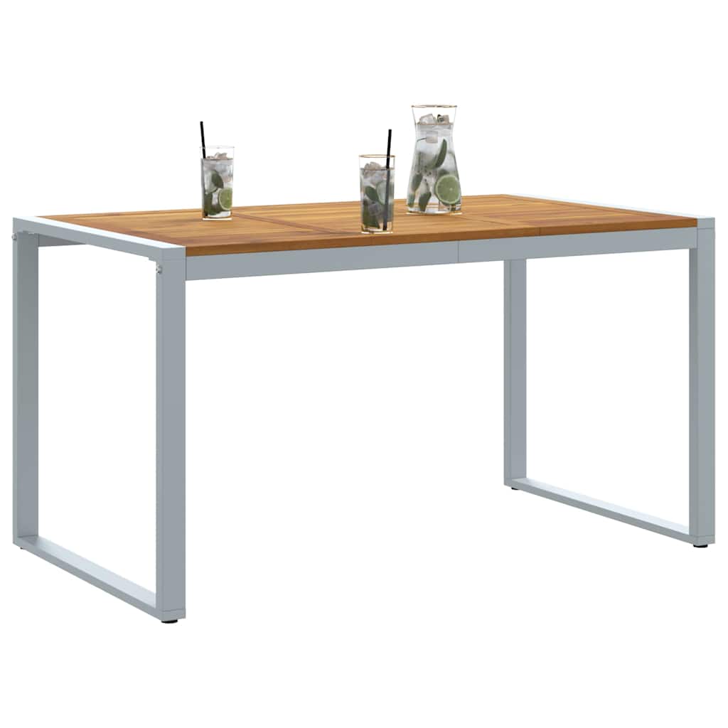 Mesa de Jardín Gris 140 x 80 x 75 cm Madera de Acacia Sólida