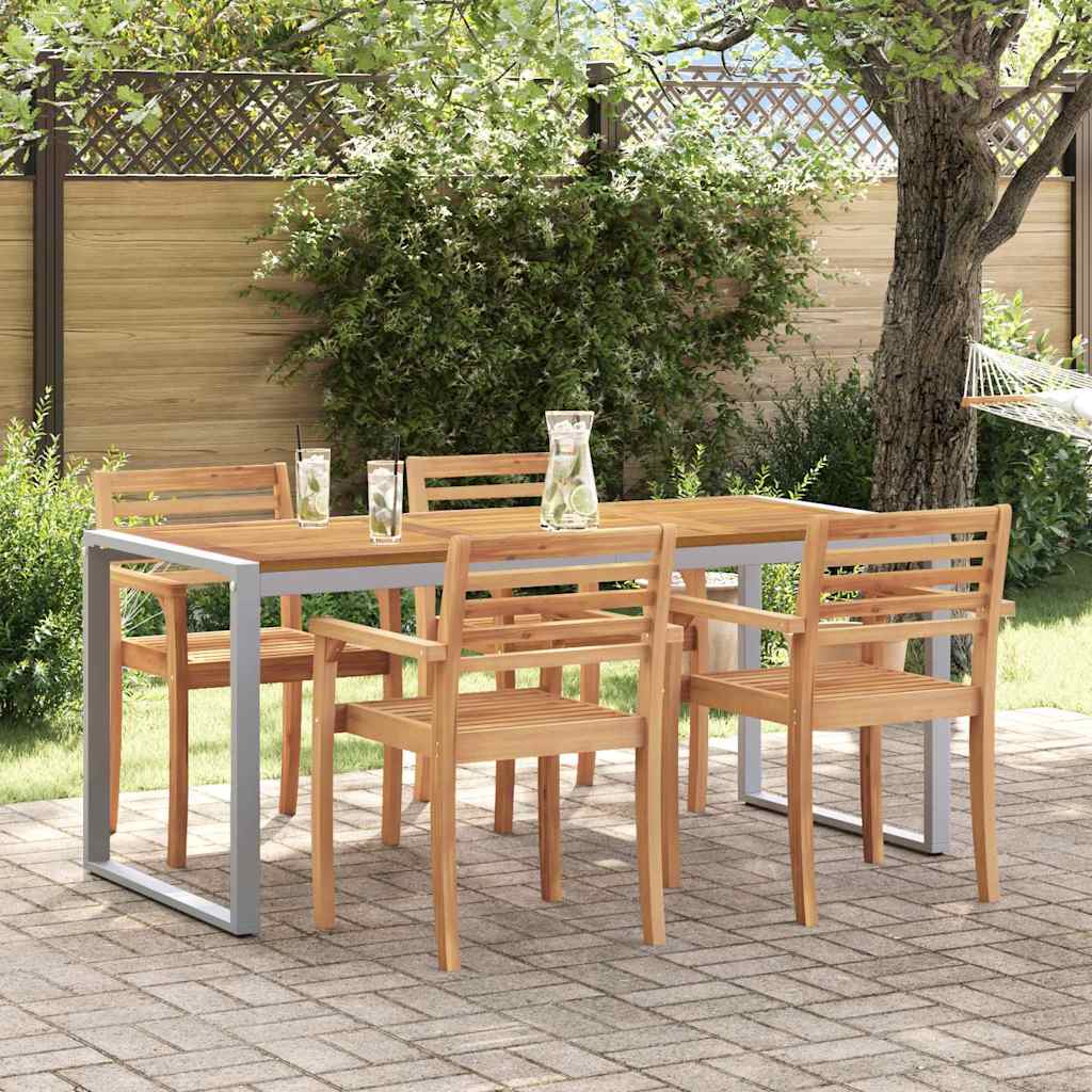 Garden Dining Table Grey 140 x 80 x 75 cm Solid Acacia Wood