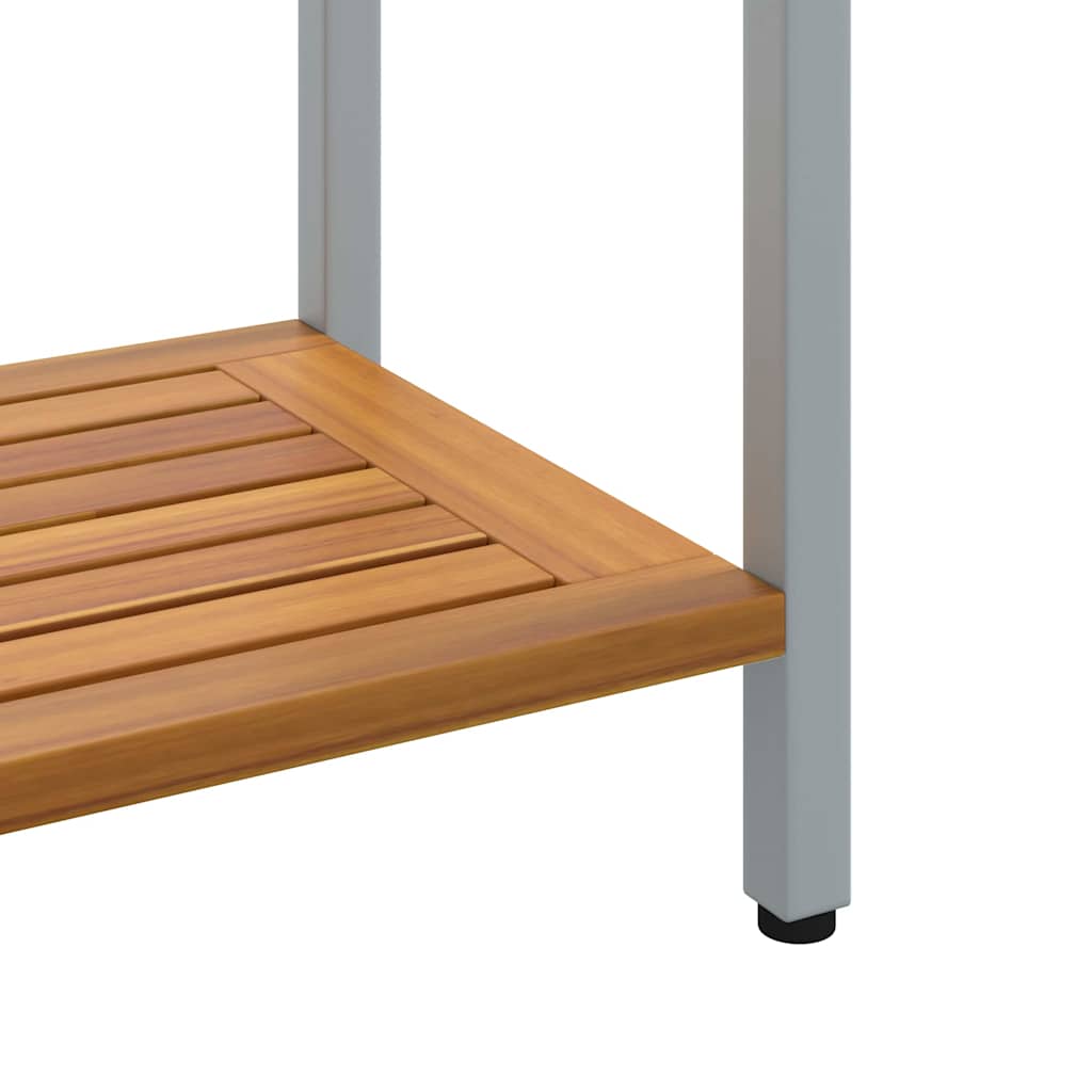 Mesa de exterior con estante Natural y Gris 110 x 35 x 75 cm