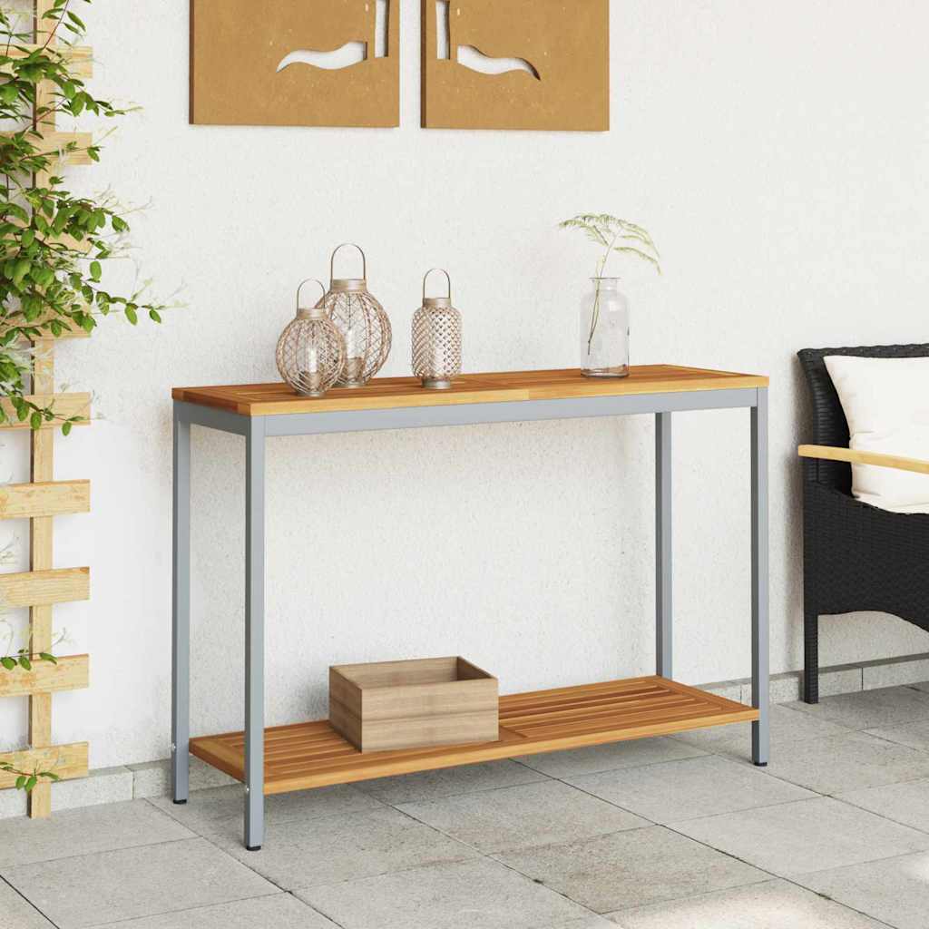 Mesa de exterior con estante Natural y Gris 110 x 35 x 75 cm