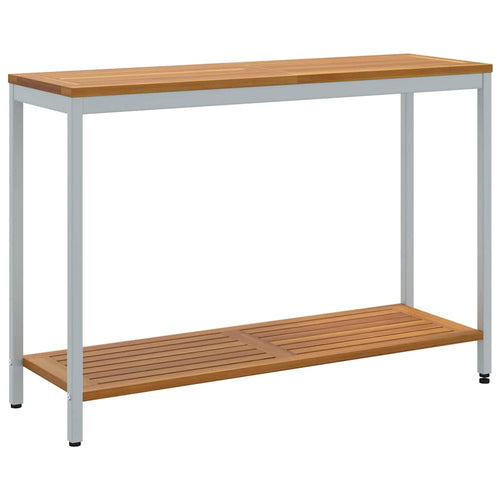 Outdoor table with shelf Natural and Grey 110 x 35 x 75 cm