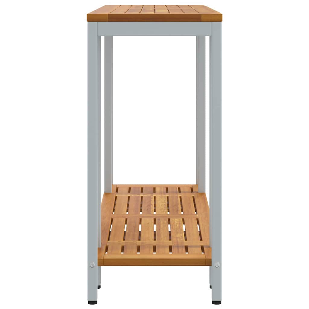 Mesa de exterior con estante Natural y Gris 110 x 35 x 75 cm