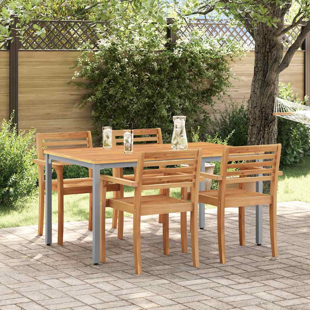 Outdoor Dining Table Natural and Gray 150 x 90 x 75 cm