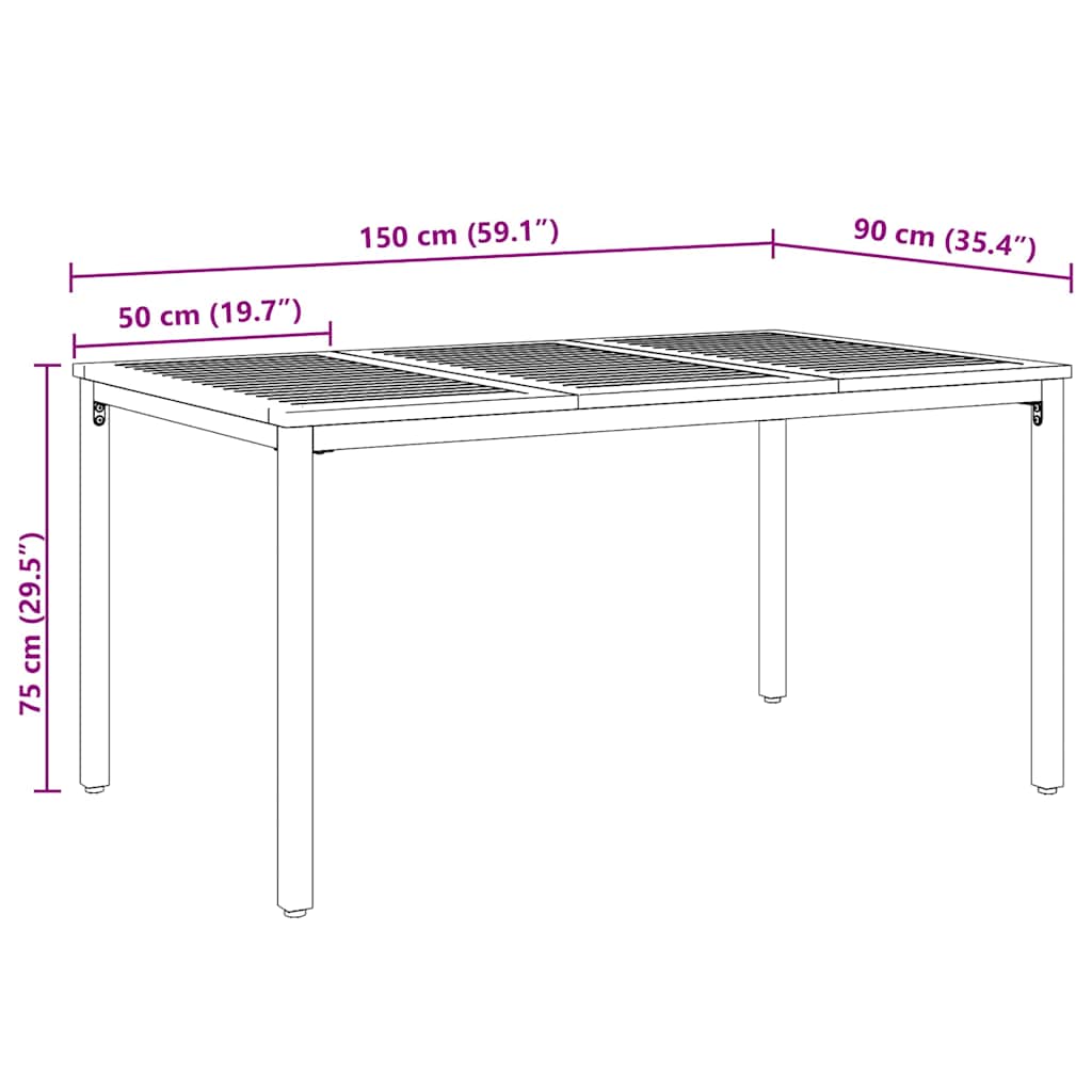 Mesa de exterior Natural y Gris 150 x 90 x 75 cm