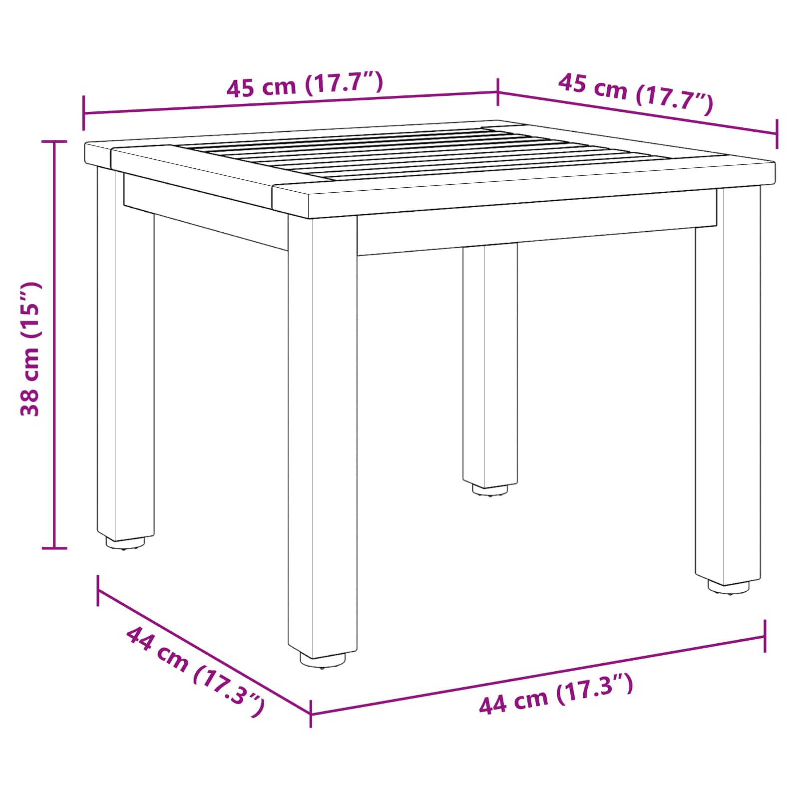 Mesa de exterior Natural y Gris 45 x 45 x 38 cm