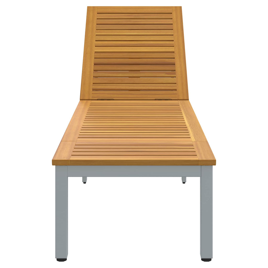 Tumbona Gris 200 x 55 x 35 cm Madera de Acacia Sólida
