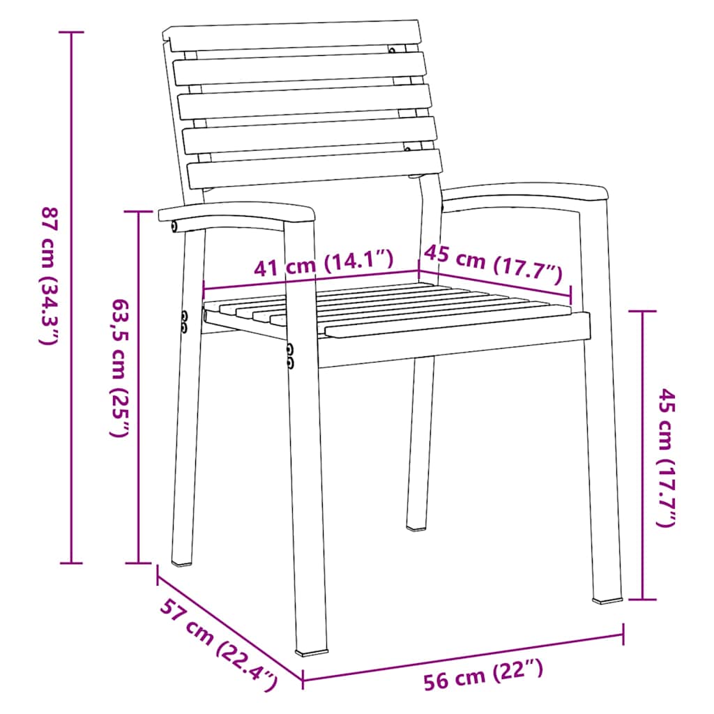 Silla de Jardín 2 pcs Marrón 56 x 57 x 87 cm