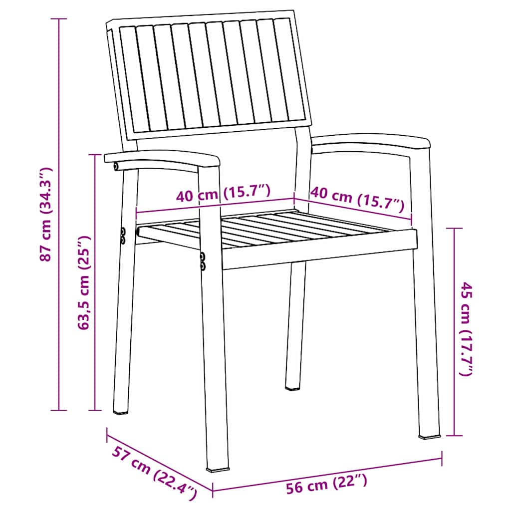Silla Apilable 2 pcs Marrón 56 x 57 x 87 cm