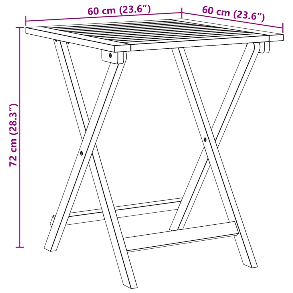 Mesa de Jardín Natural 60 x 60 x 72 cm Madera de Acacia Sólida