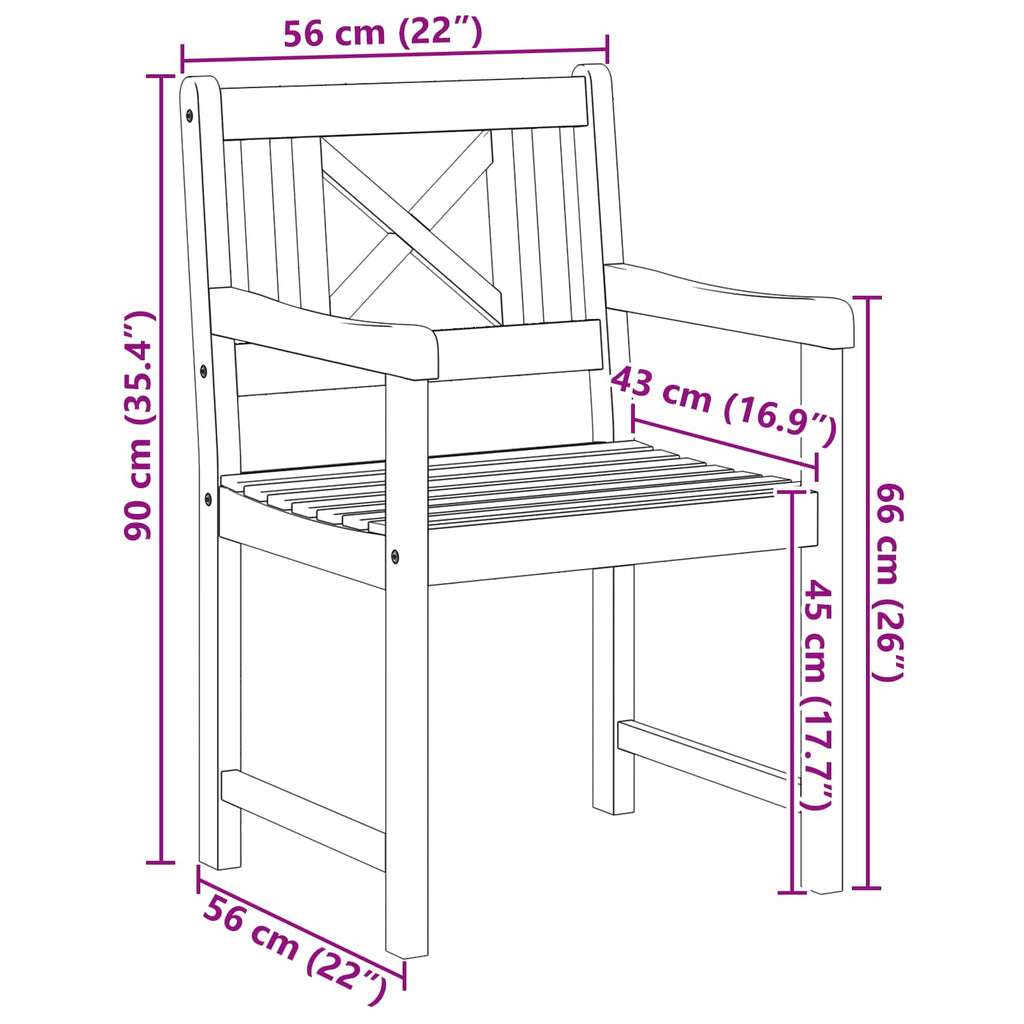 Banco de exterior 2 pcs Natural 56 x 55,5 x 90 cm
