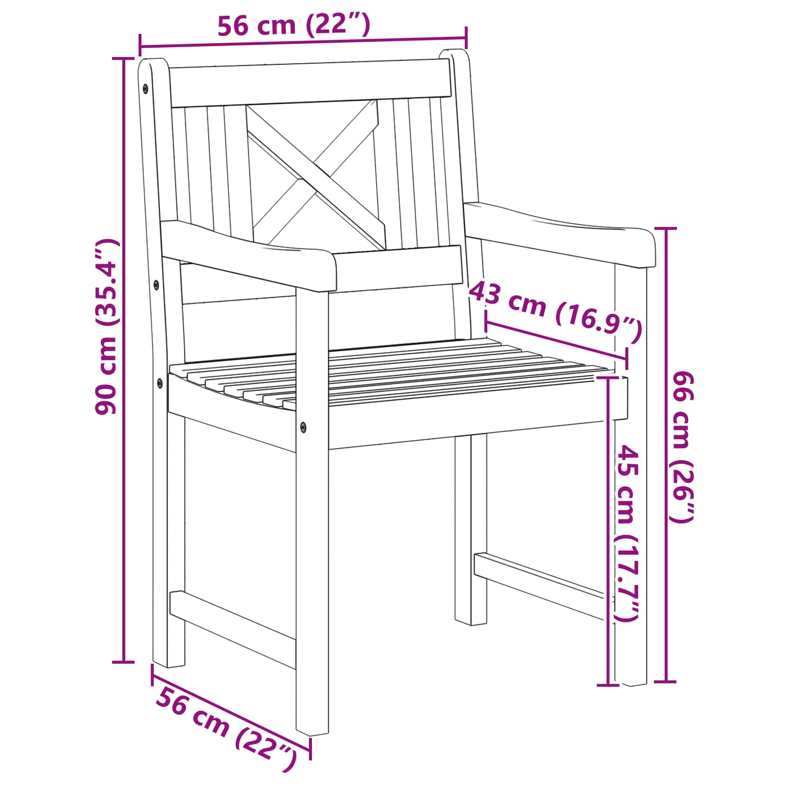 Banco de exterior 2 pcs Natural 56 x 55,5 x 90 cm