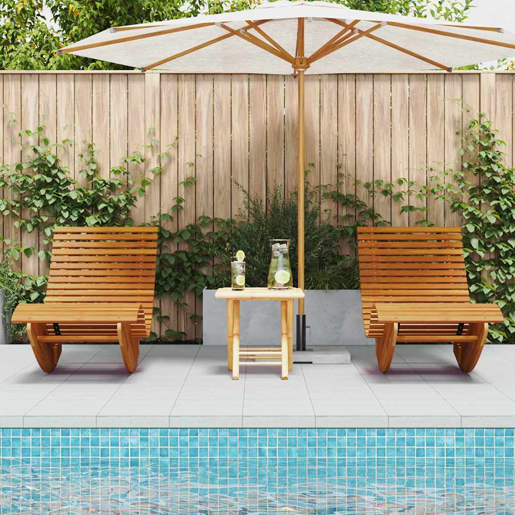 Tumbona 2 pcs Marrón 154 x 60 x 74 cm Madera de Acacia Sólida