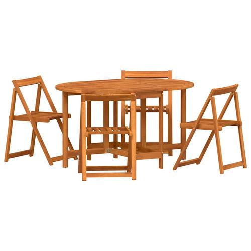 5-Piece Garden Dining Set Solid Brown Acacia Wood
