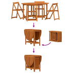 Mesa de Jardín 5 pcs Marrón Madera de Acacia Sólida