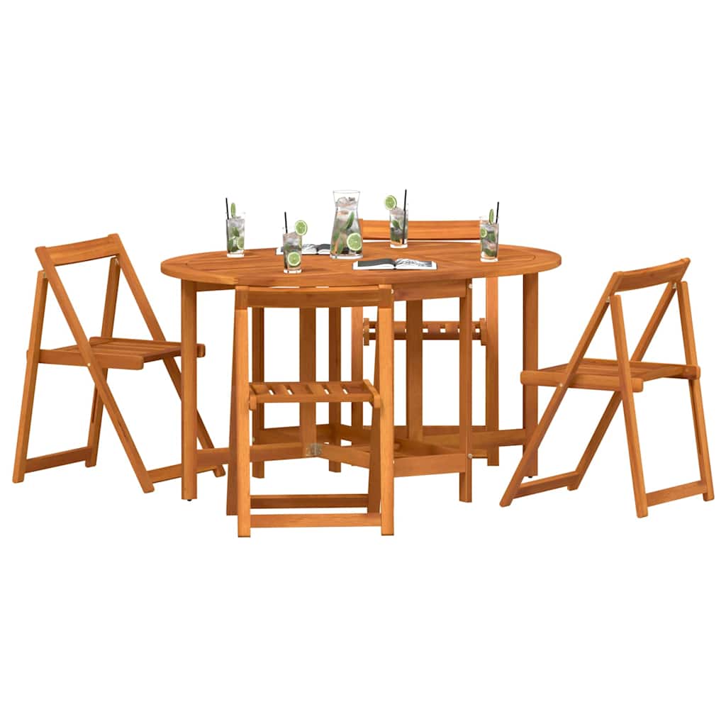 Mesa de Jardín 5 pcs Marrón Madera de Acacia Sólida