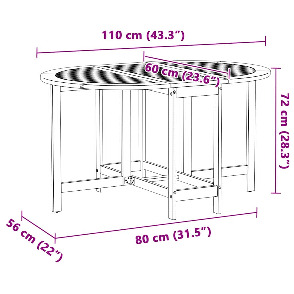 Mesa de Jardín 5 pcs Marrón Madera de Acacia Sólida