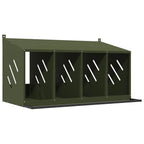 Nido para gallinas con 4 compartimentos de metal verde oliva