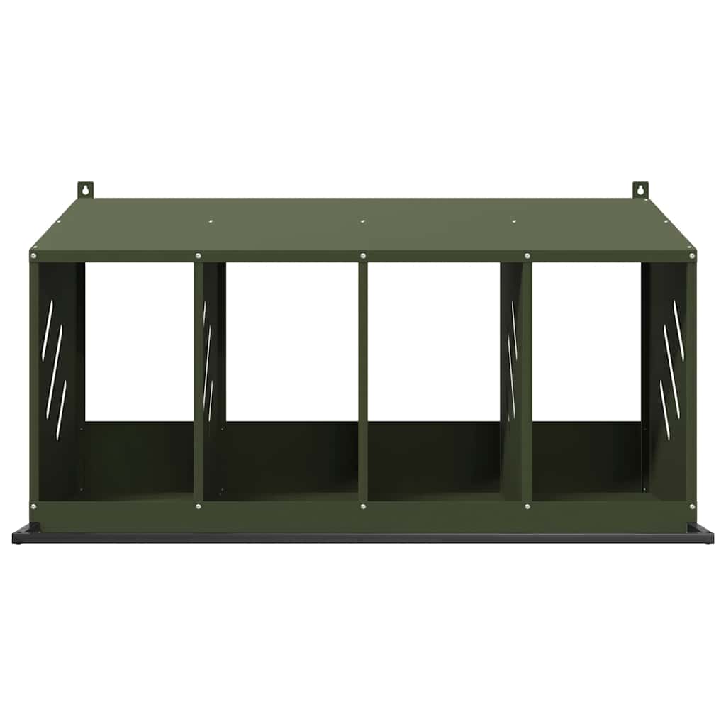 Nido para gallinas con 4 compartimentos de metal verde oliva