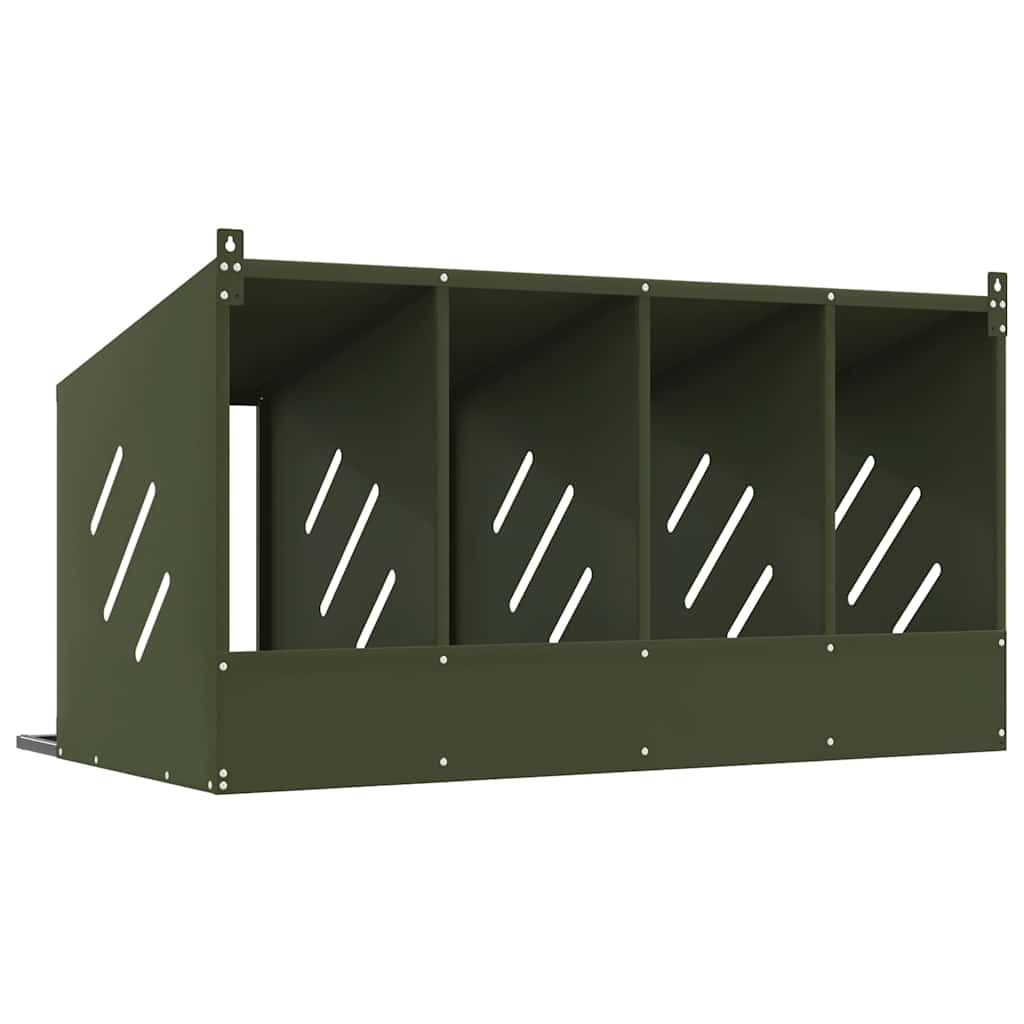 Nido para gallinas con 4 compartimentos de metal verde oliva