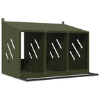 Nido para gallinas con 3 compartimentos de metal verde oliva