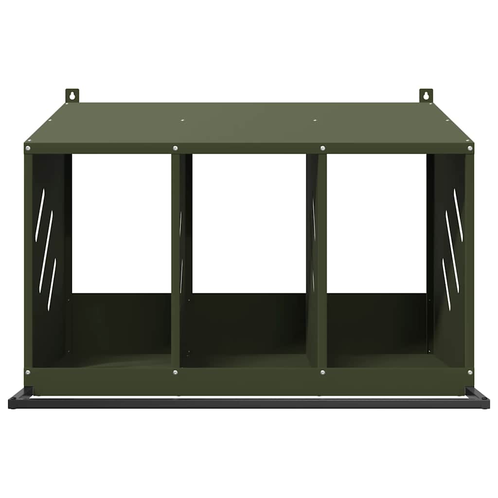 Nido para gallinas con 3 compartimentos de metal verde oliva