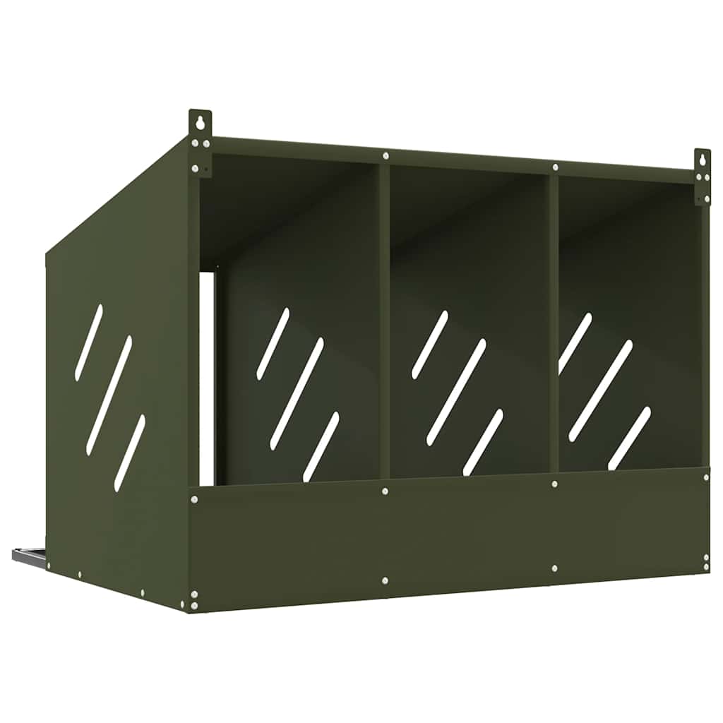 Nido para gallinas con 3 compartimentos de metal verde oliva