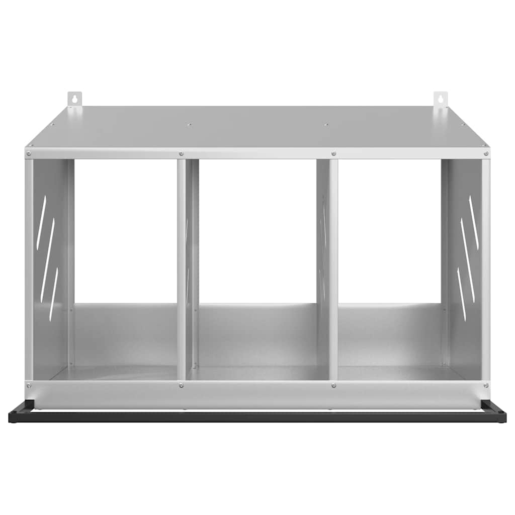 Nido para gallinas con 3 compartimentos plateado galvanizado