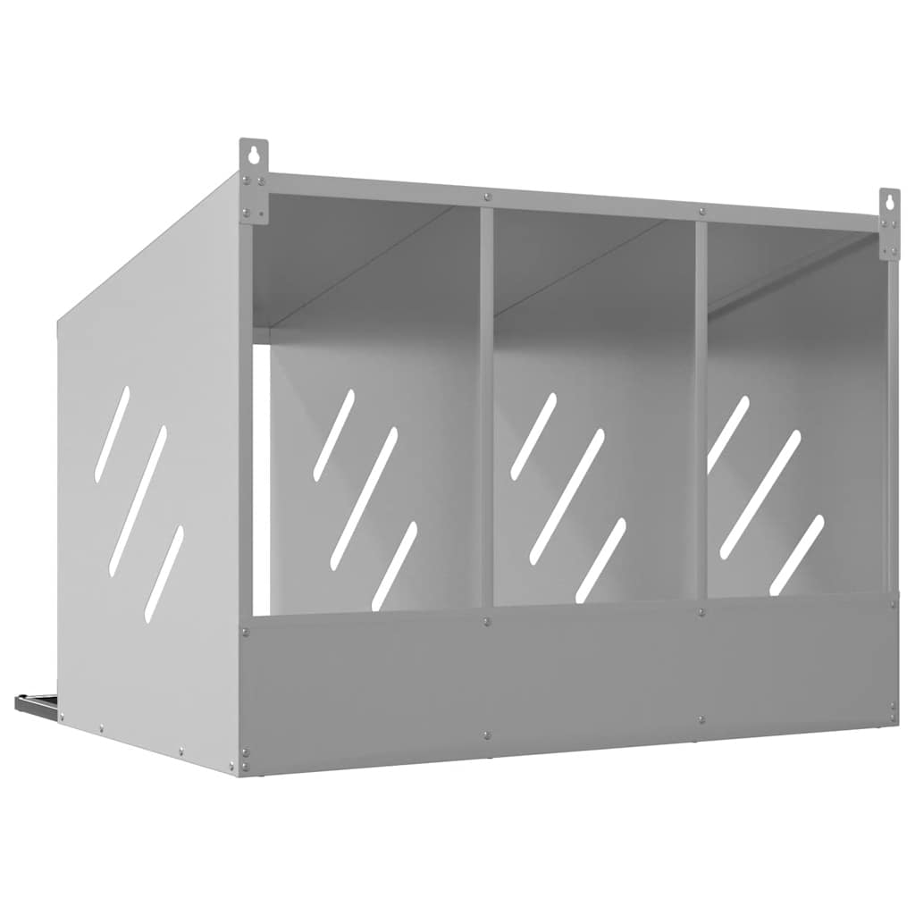 Nido para gallinas con 3 compartimentos plateado galvanizado