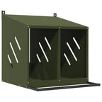 Nido para gallinas con 2 compartimentos de metal verde oliva