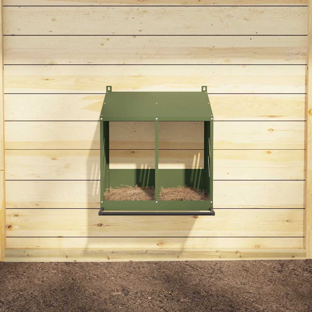 Nido para gallinas con 2 compartimentos de metal verde oliva