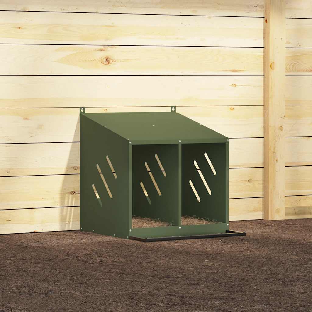 Nido para gallinas con 2 compartimentos de metal verde oliva