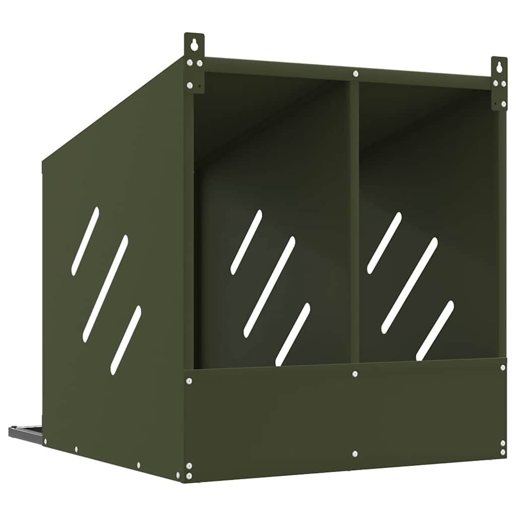 Nido para gallinas con 2 compartimentos de metal verde oliva