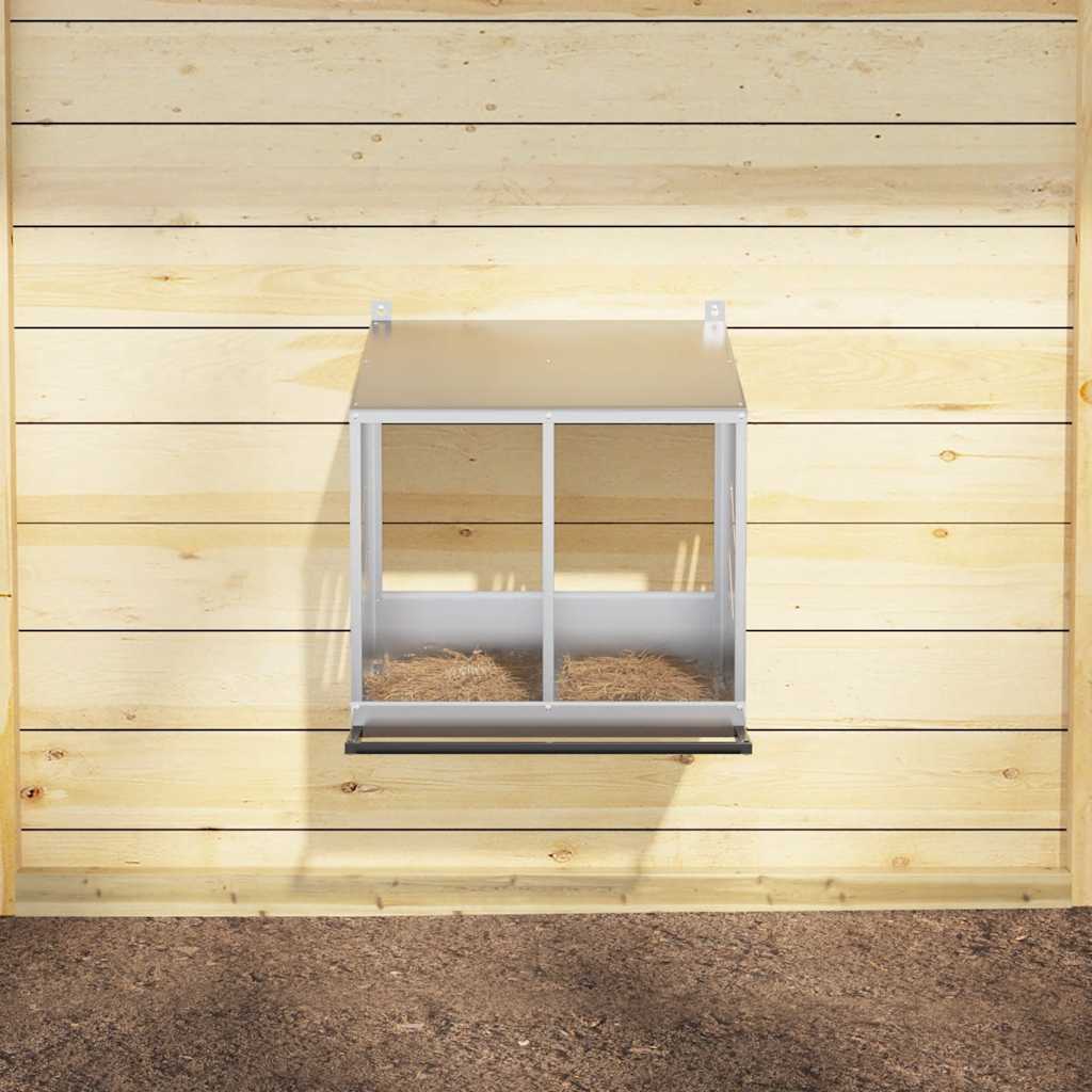 Nido para gallinas con 2 compartimentos plateado galvanizado