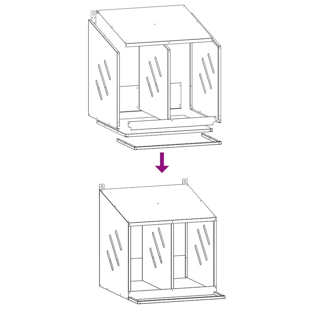 Nido para gallinas con 2 compartimentos plateado galvanizado