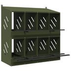 Nido para gallinas con 8 compartimentos de metal verde oliva
